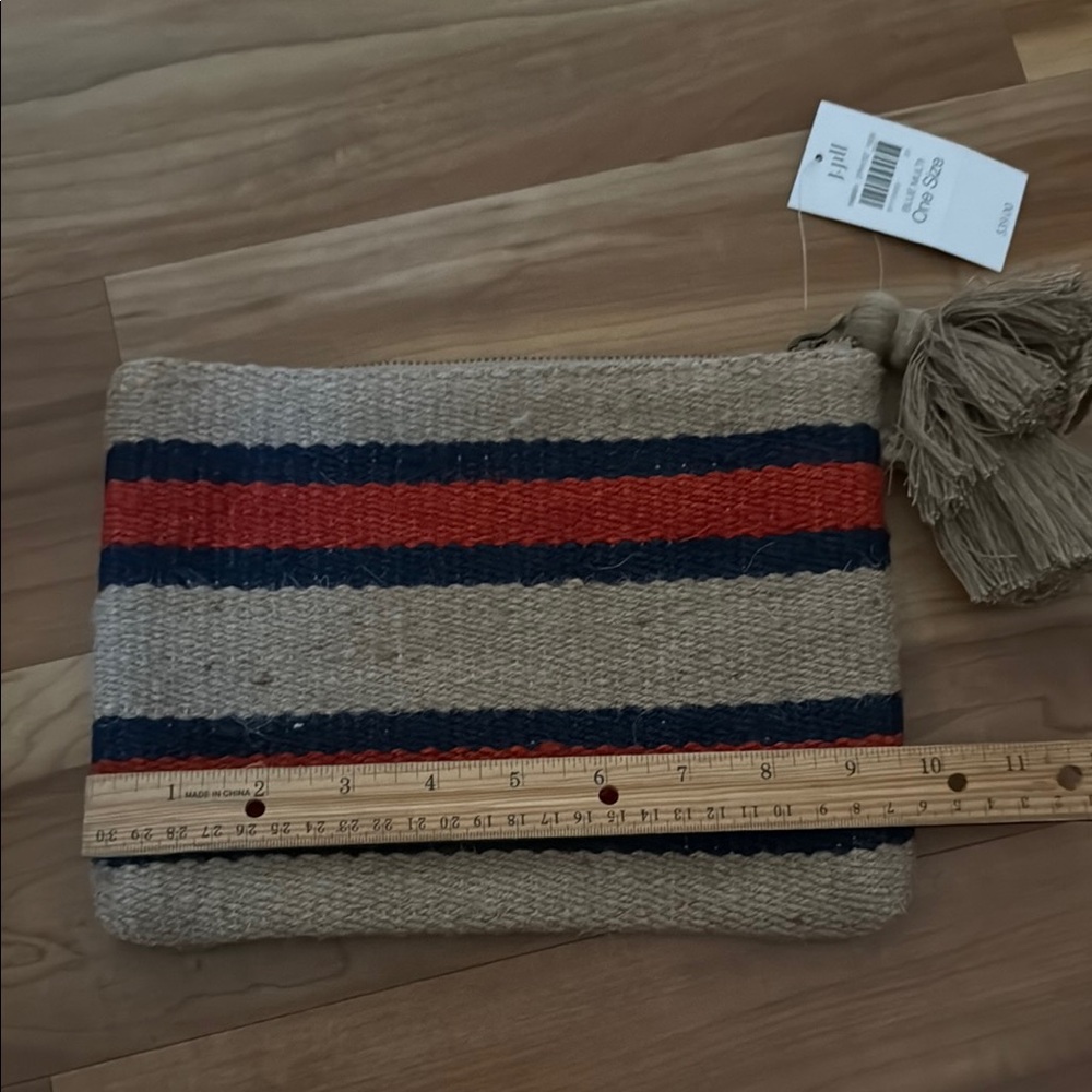J. Jill Tan and Navy Striped Clutch